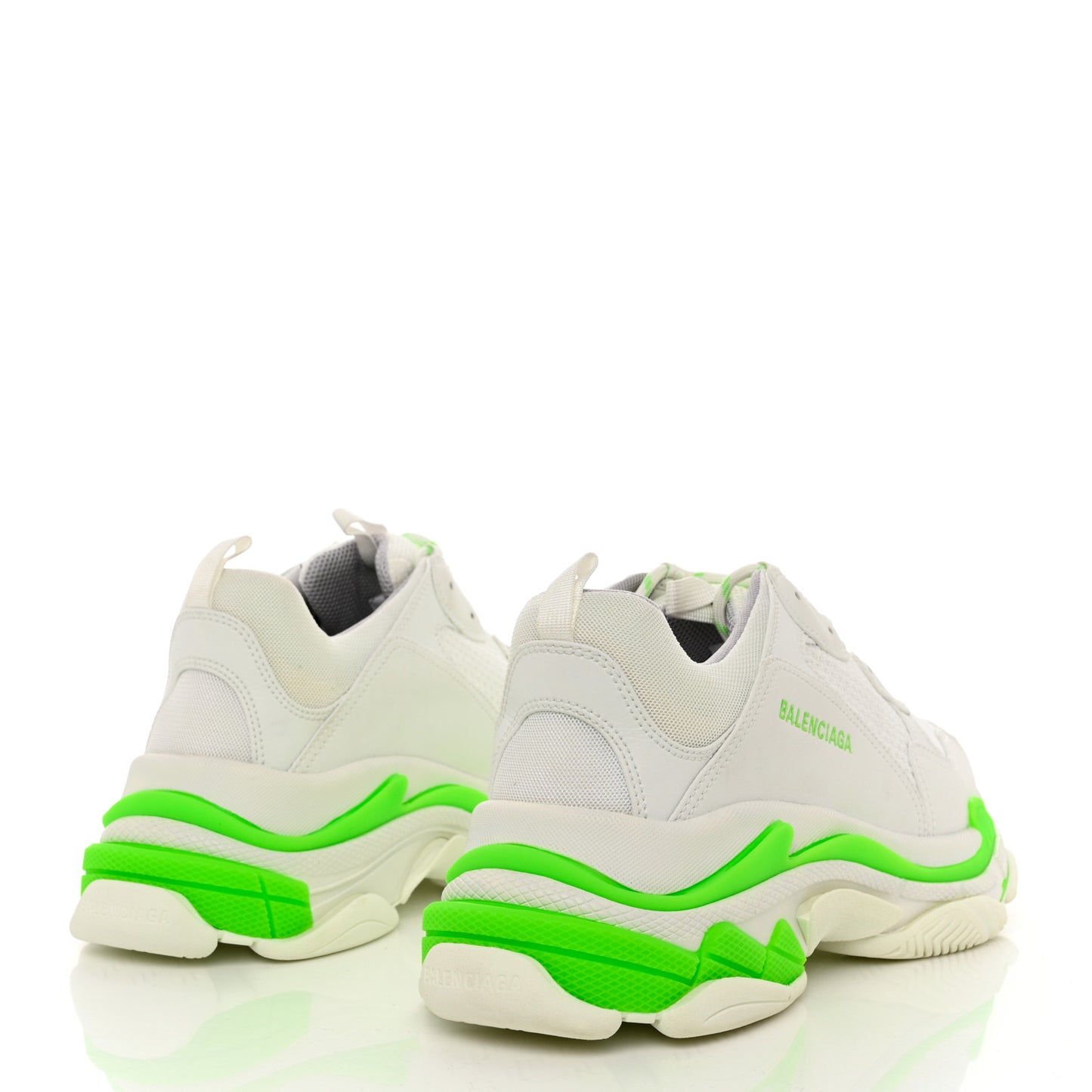 Fabric Mesh Mens Triple S Sneakers 45 White Fluo Green