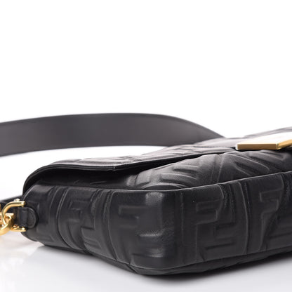 Fendi Nappa FF 1974 Embossed Large Baguette Black 11 of 13