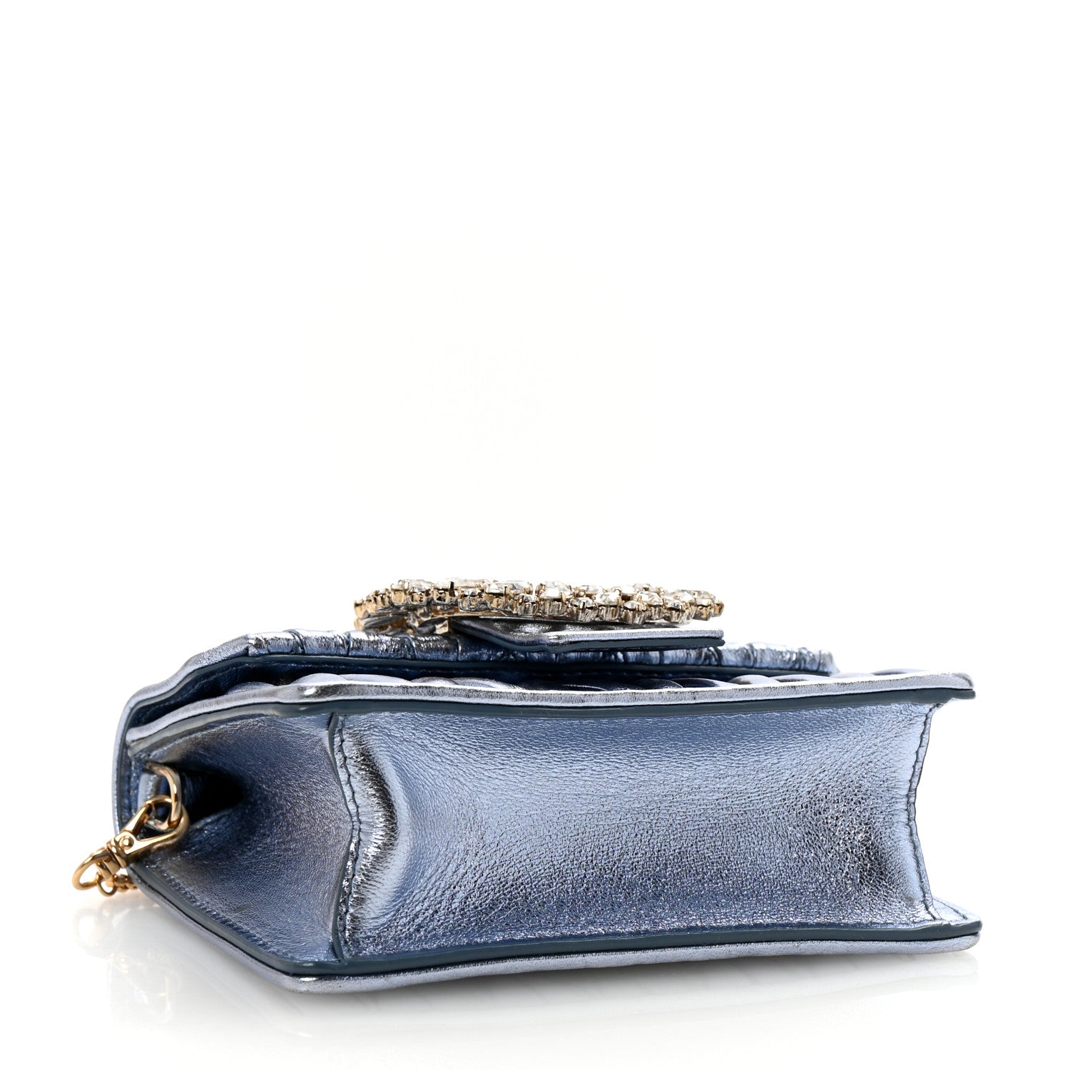 Miu Miu Matelasse Crystal Embellished Mini Chain Shoulder Bag Light Blue 4 of 11
