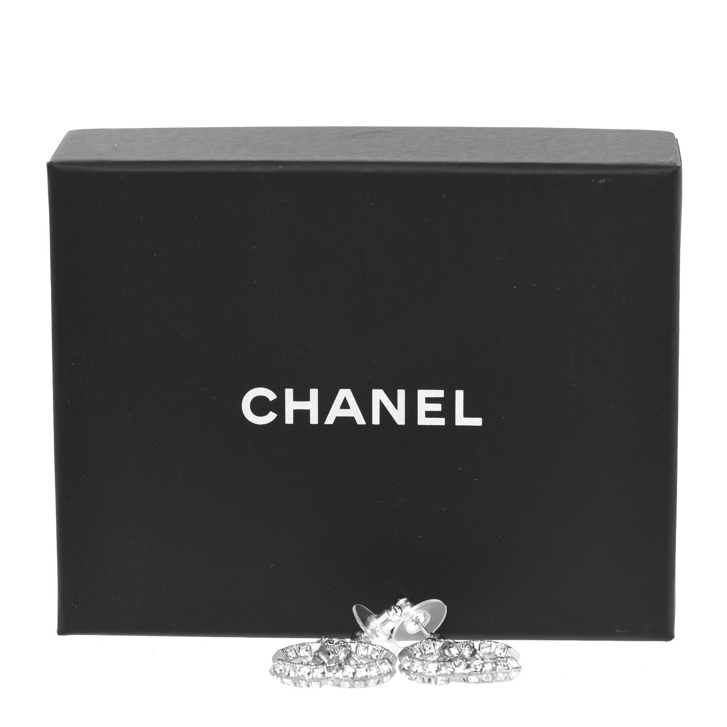Chanel Baguette Crystal CC Drop Earrings Silver 5 of 5