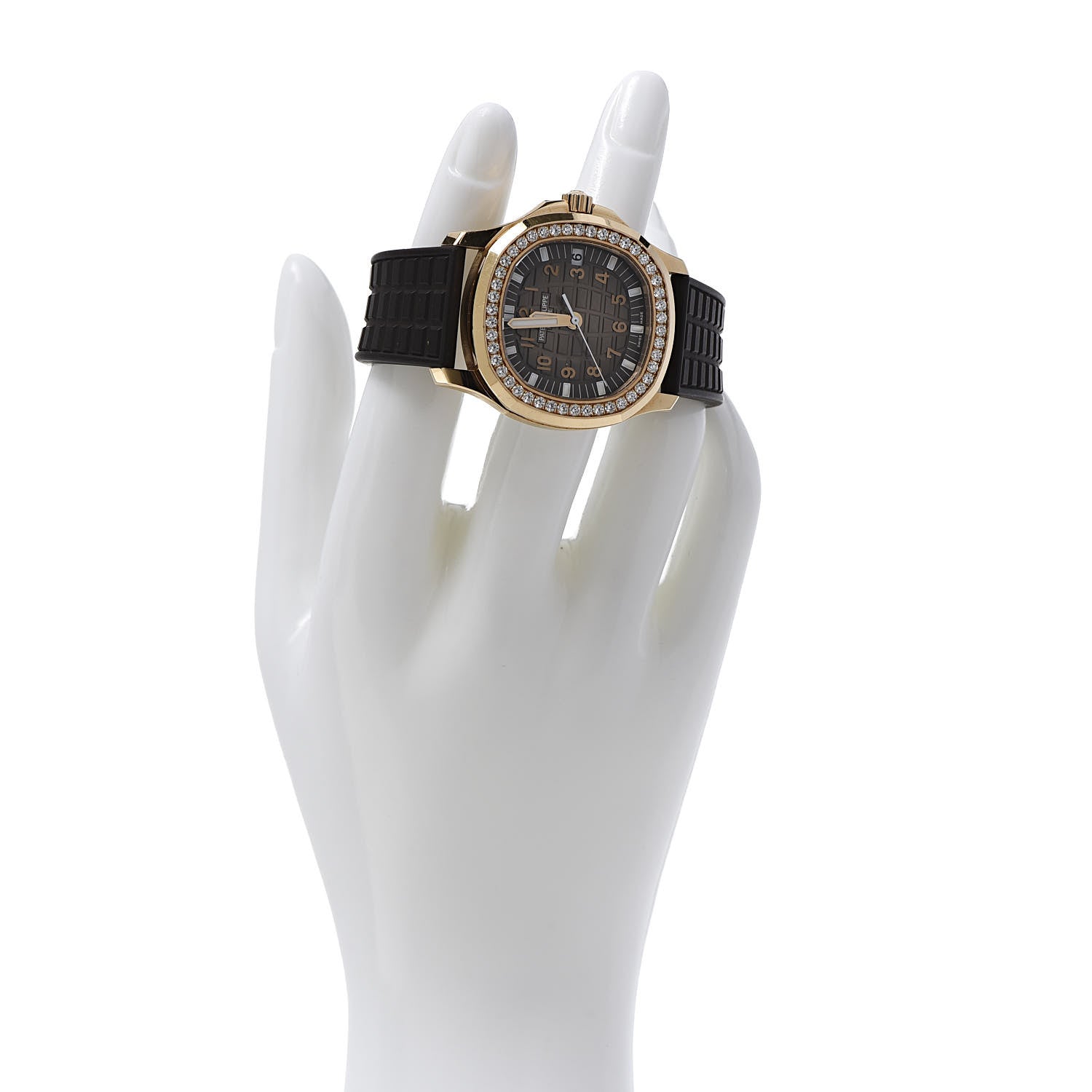 Patek Philippe 18K Rose Gold Rubber Diamond 35.6mm Aquanaut Automatic Watch Brown 5068 2 of 10