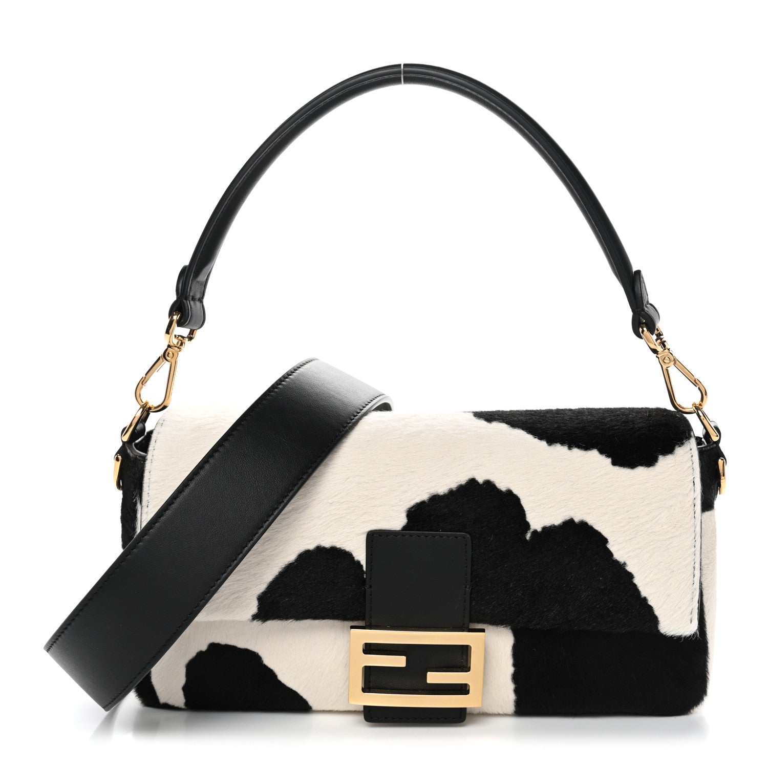 Fendi Calf Hair Baguette Black White 1 of 13