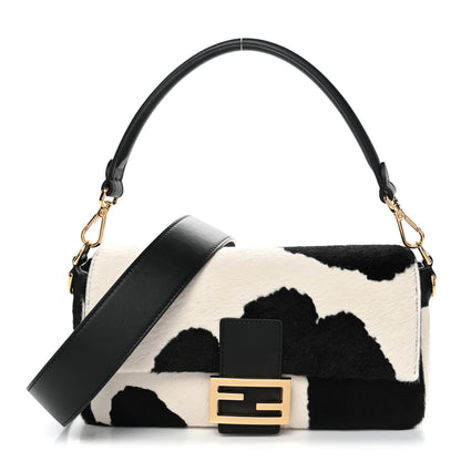 Fendi Calf Hair Baguette Black White 1 of 13