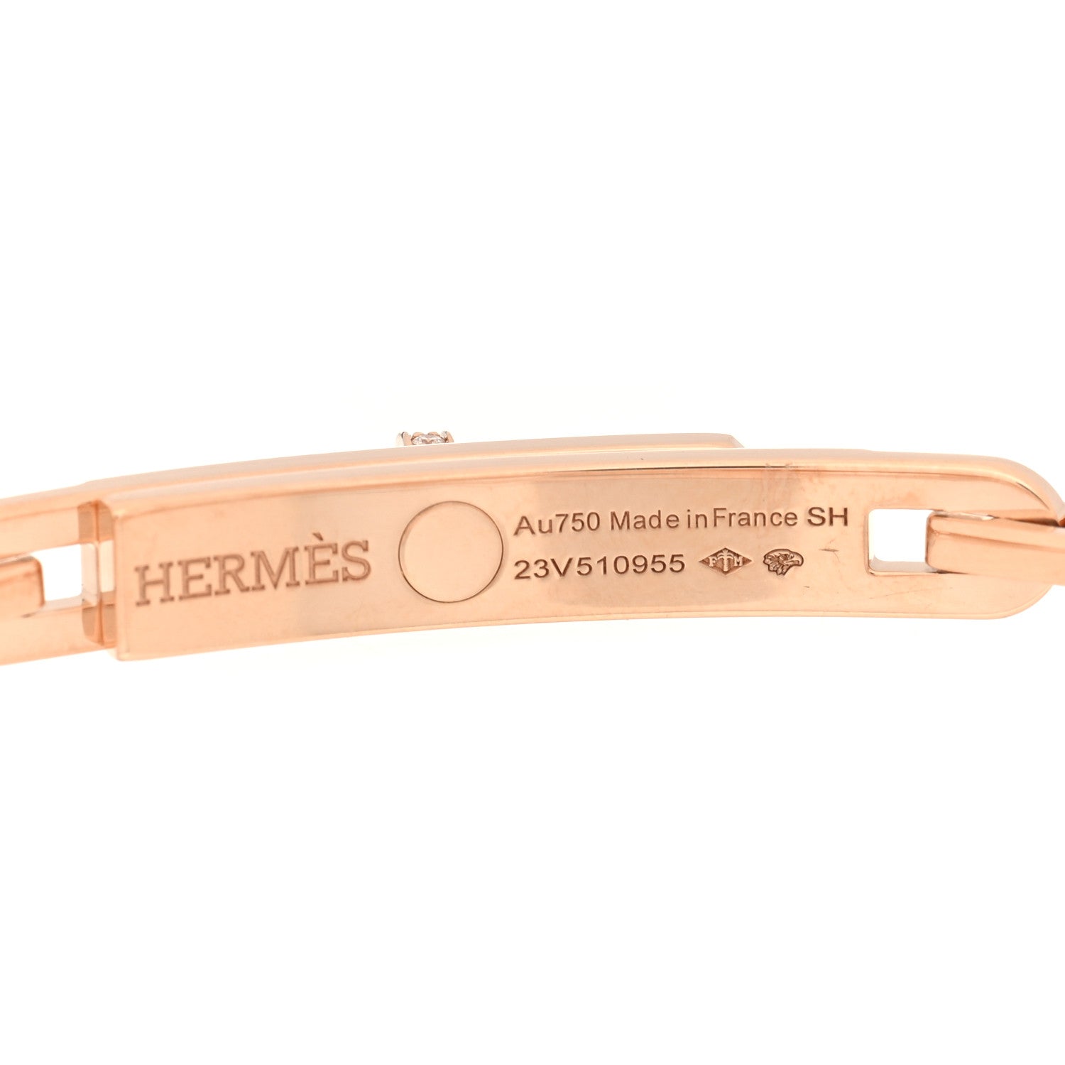 Hermes 18K Rose Gold Diamond Full Pave PM Kelly Chaine Bracelet SH 3 of 4