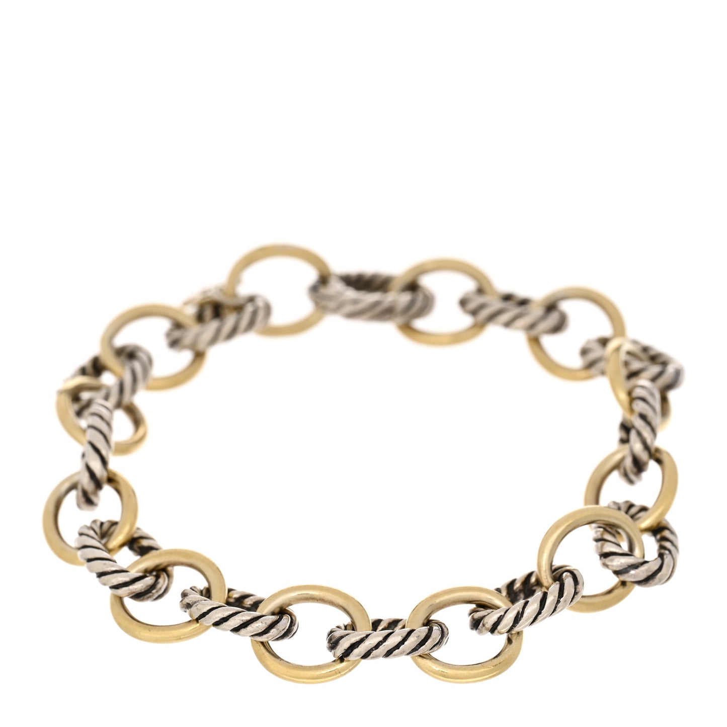 Sterling Silver 18K Yellow Gold 10mm Medium Oval Link Bracelet