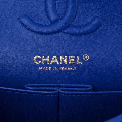 Chanel Caviar Chevron Quilted Small Double Flap Blue 6 of 13