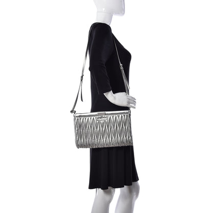 Miu Miu Metallic Nappa Matelasse Crossbody Clutch Cromo 2 of 10