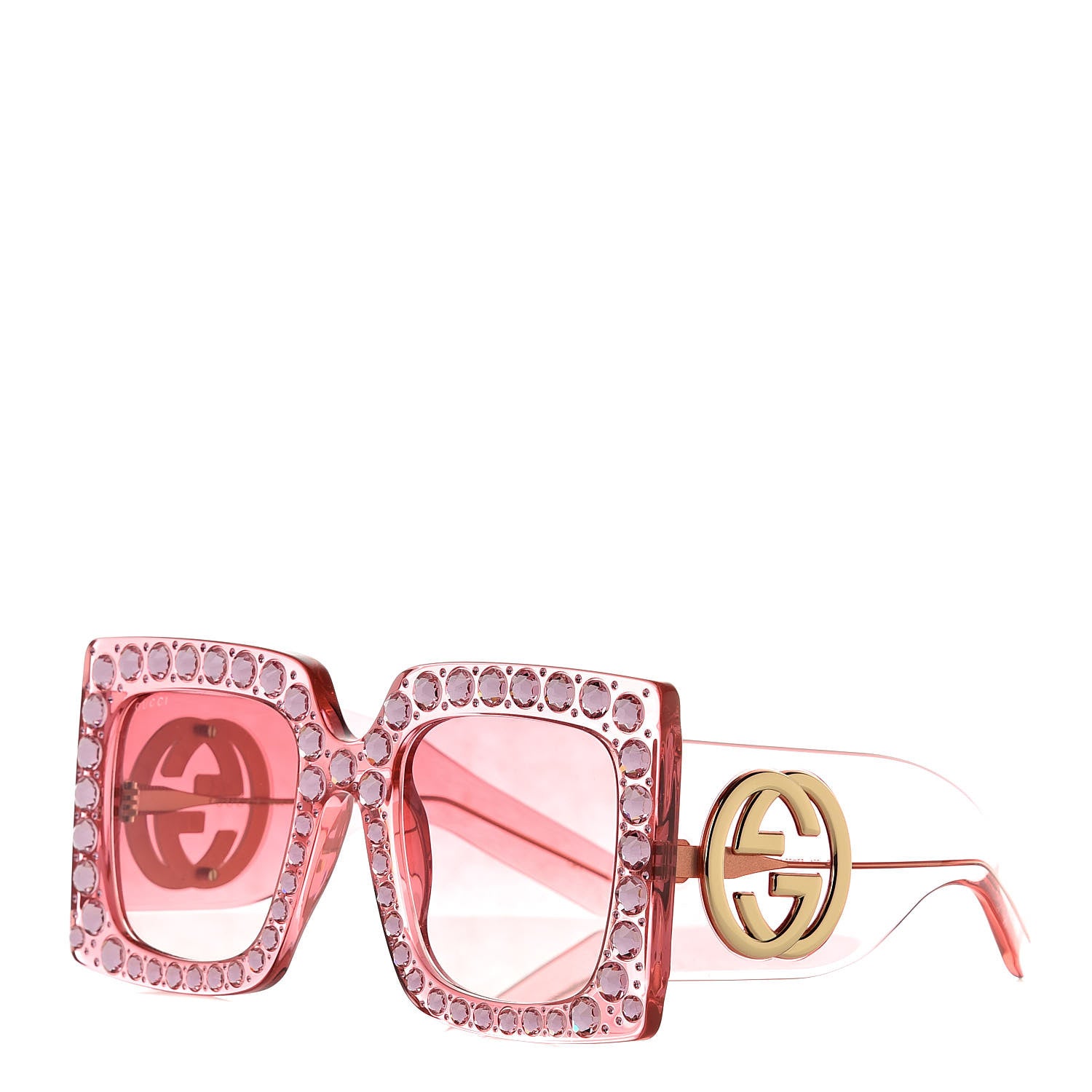 Gucci Acetate Crystal Oversize Sunglasses GG0148S Pink 1 of 7