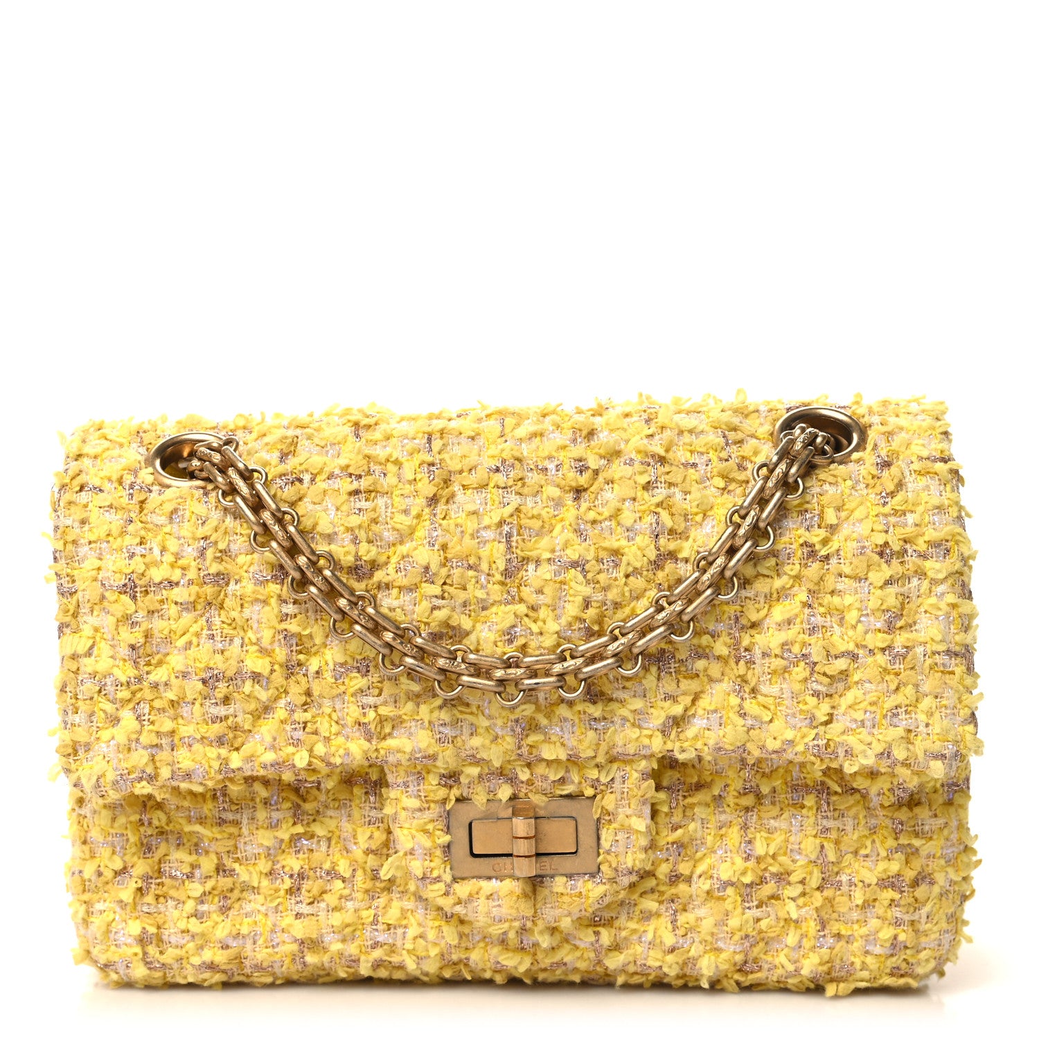Chanel Tweed Quilted 2.55 Reissue Mini Flap Yellow 1 of 10