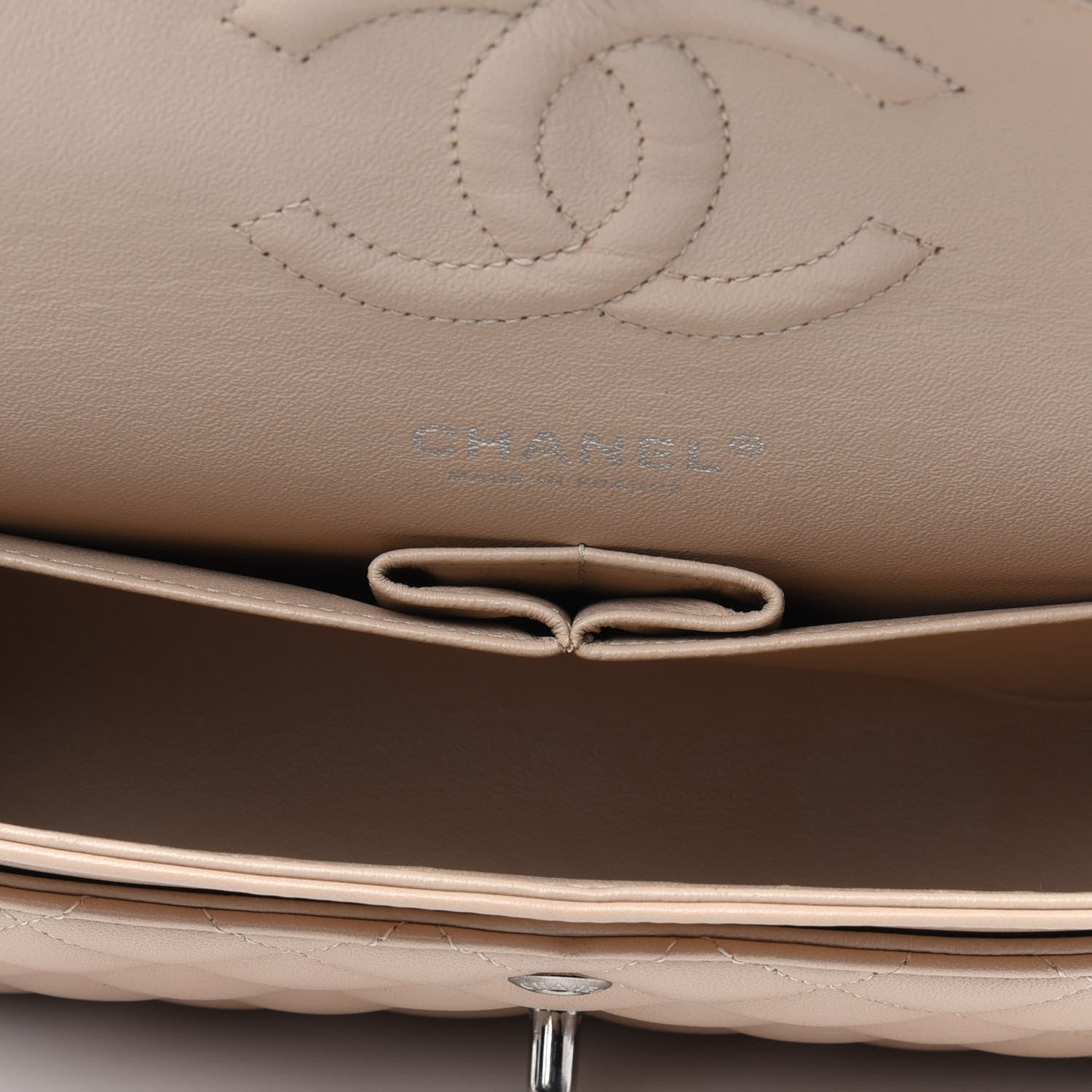 Chanel Lambskin Quilted Medium Double Flap Beige 5 of 22