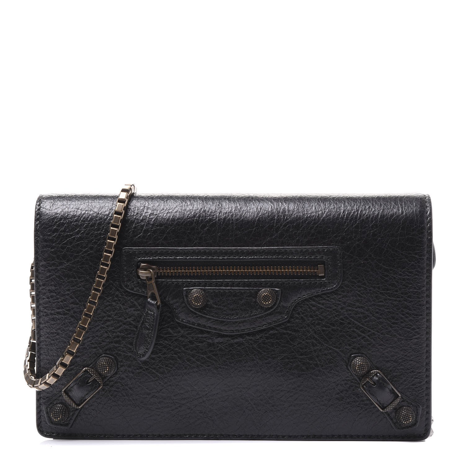 Balenciaga Agneau Giant 12 Brass Wallet On Chain Black 1 of 9