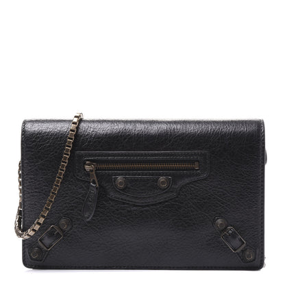 Balenciaga Agneau Giant 12 Brass Wallet On Chain Black 1 of 9