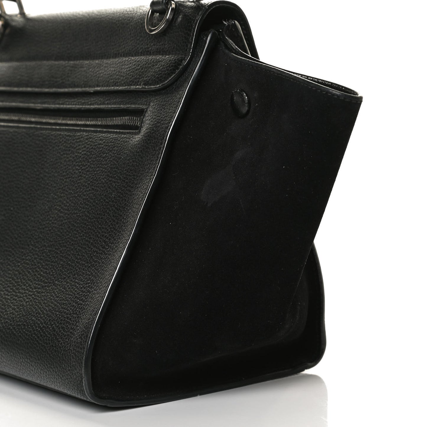 Drummed Calfskin Suede Small Trapeze Black