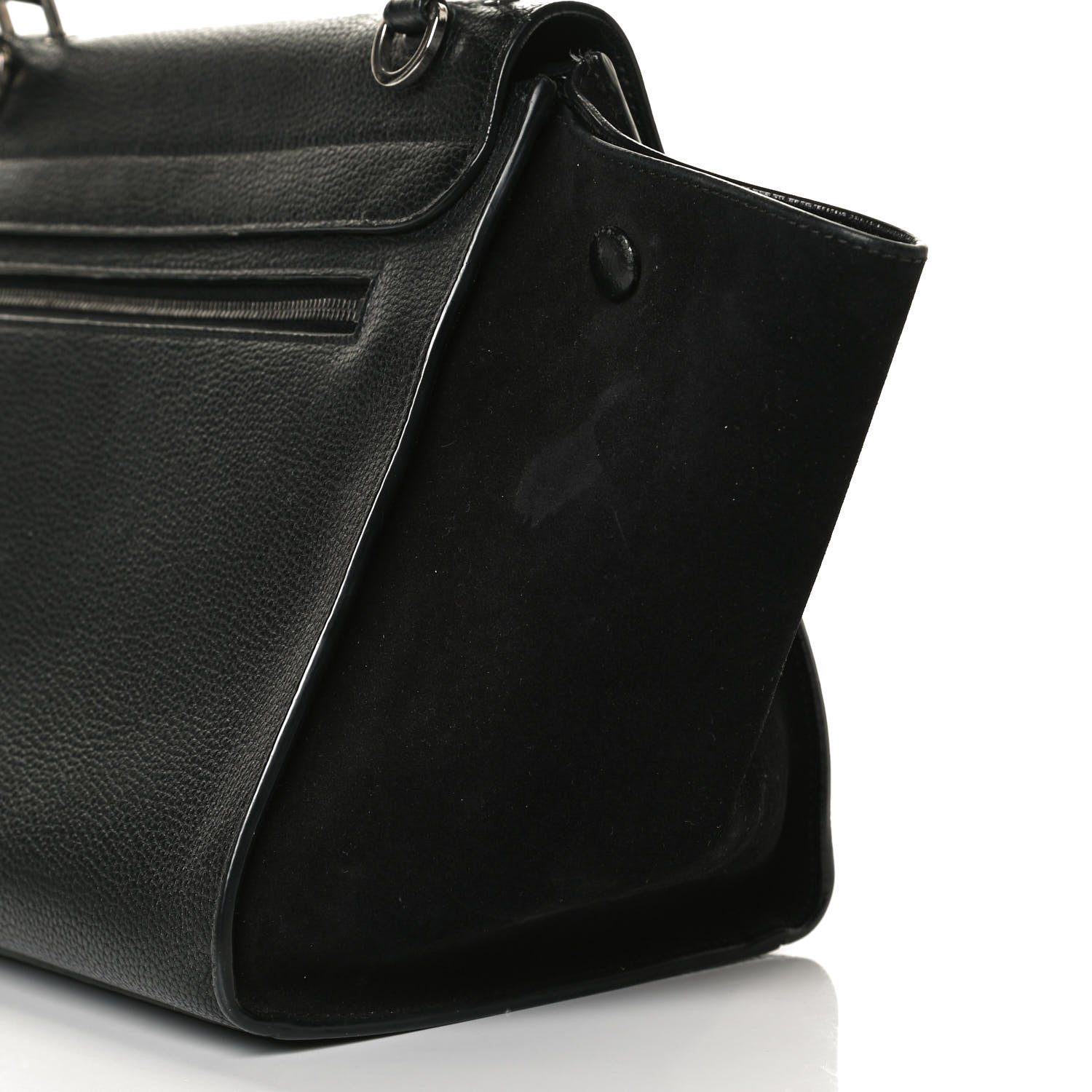 Celine Drummed Calfskin Suede Small Trapeze Black 12 of 14