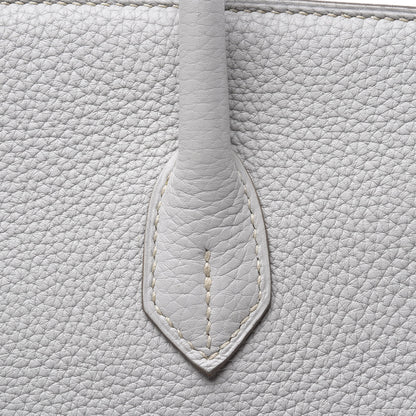 Hermes Taurillon Clemence Lizard Club Birkin 35 Gris Perle White Mykonos 7 of 31