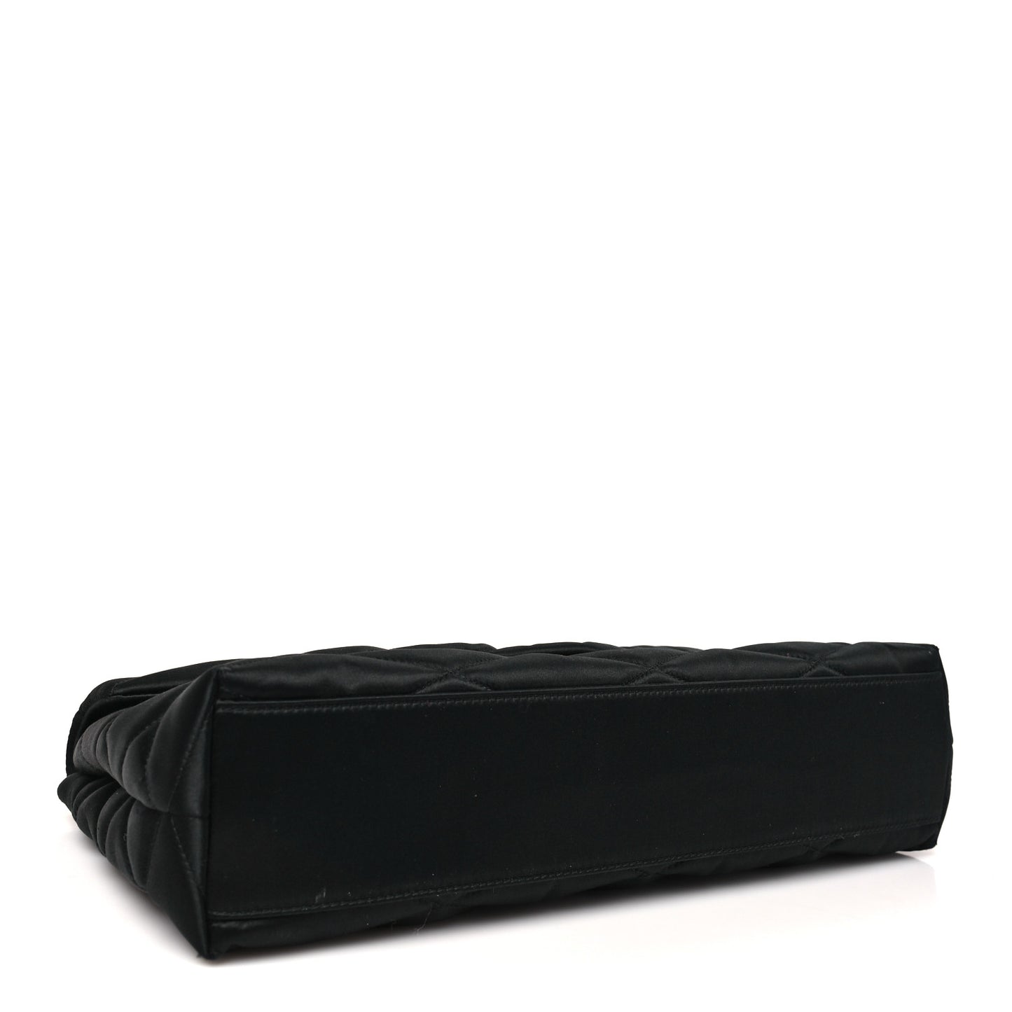 Satin Quilted Sade Puffer Envelope Clutch Black