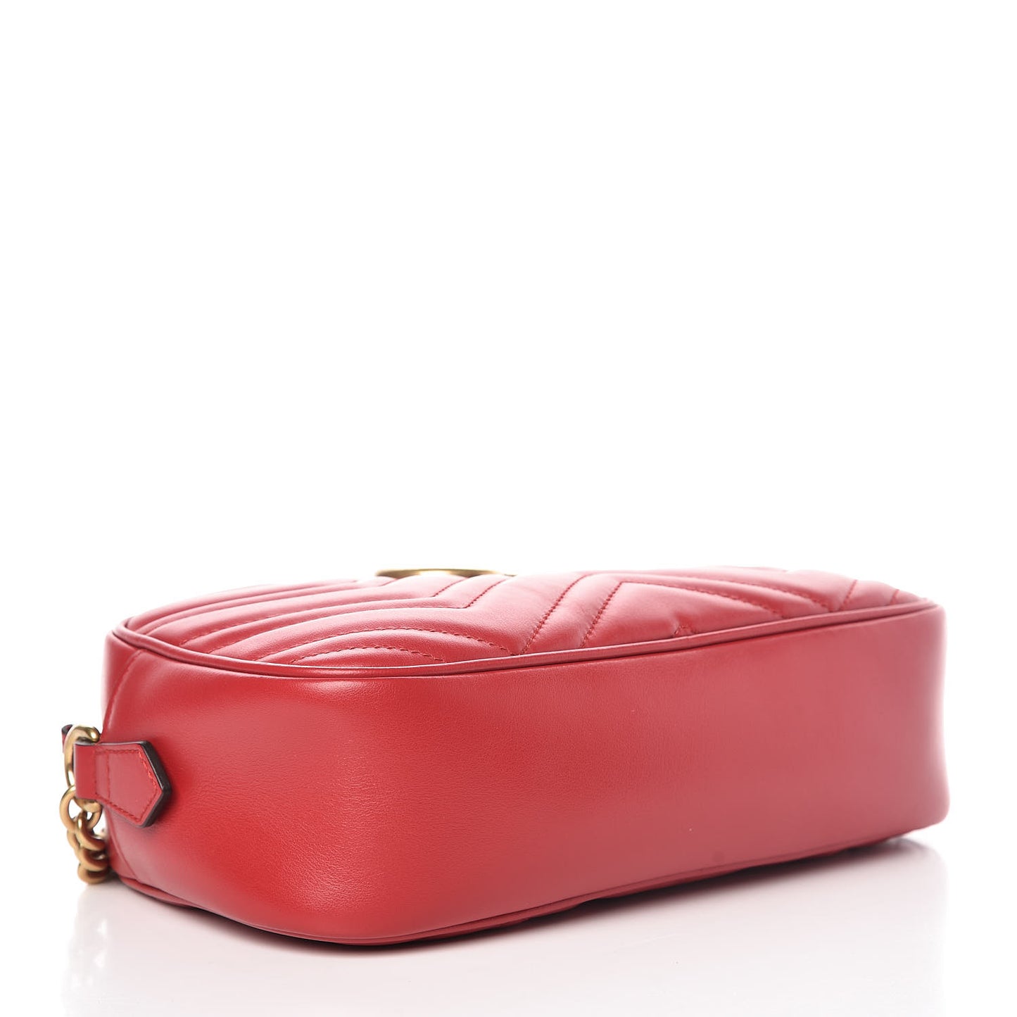 Calfskin Matelasse Small GG Marmont Chain Shoulder Bag Hibiscus Red