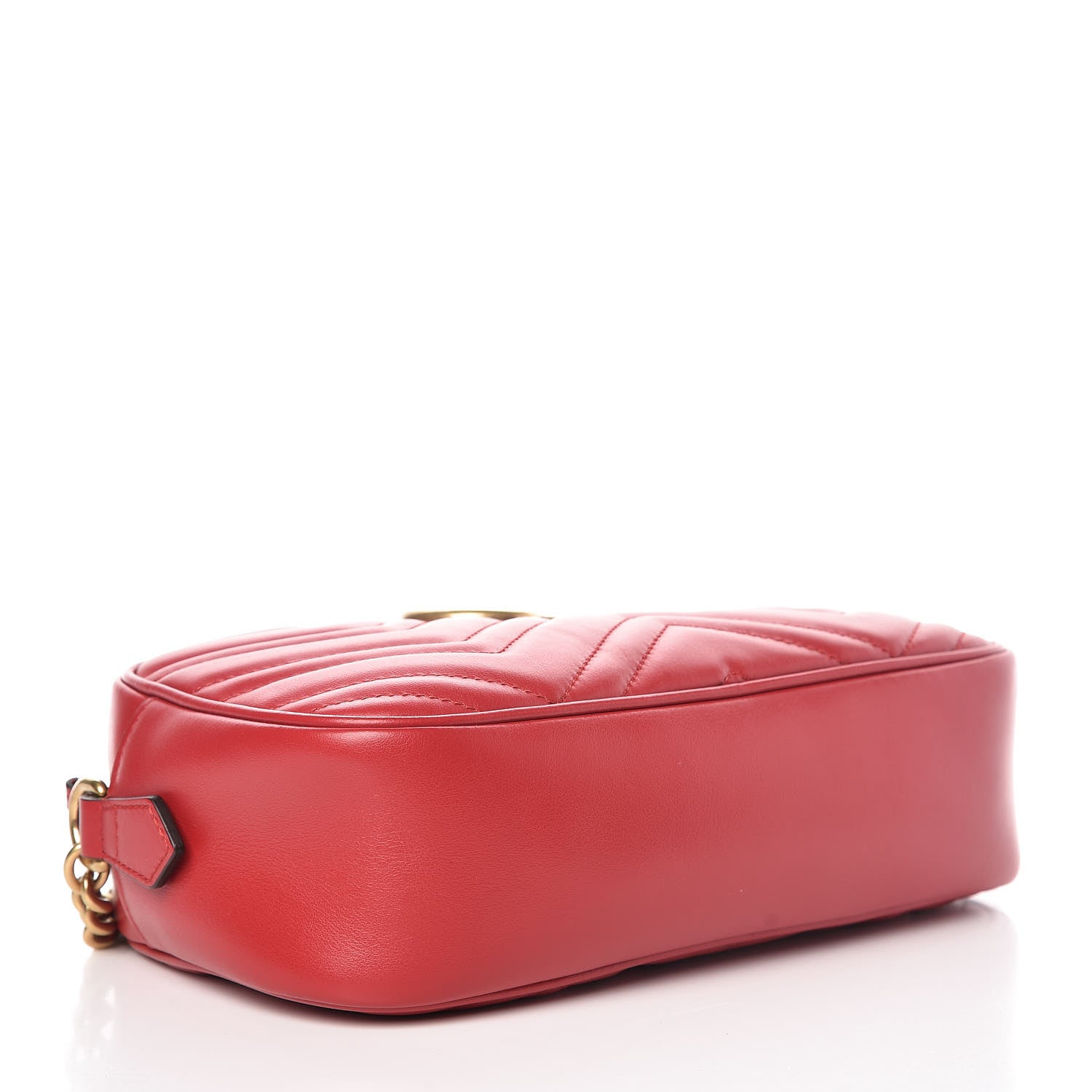 Gucci Calfskin Matelasse Small GG Marmont Chain Shoulder Bag Hibiscus Red 4 of 9