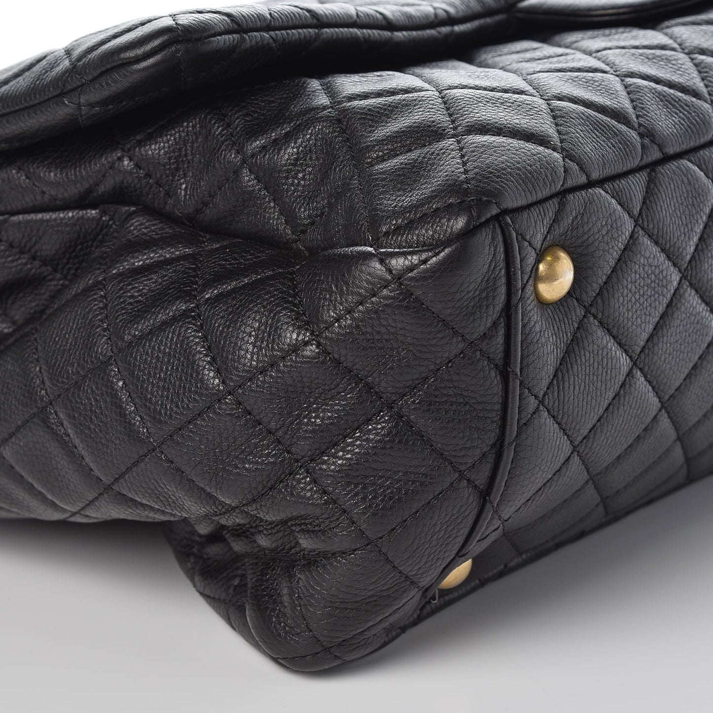 Calfskin Quilted XXL Travel Flap Bag Black