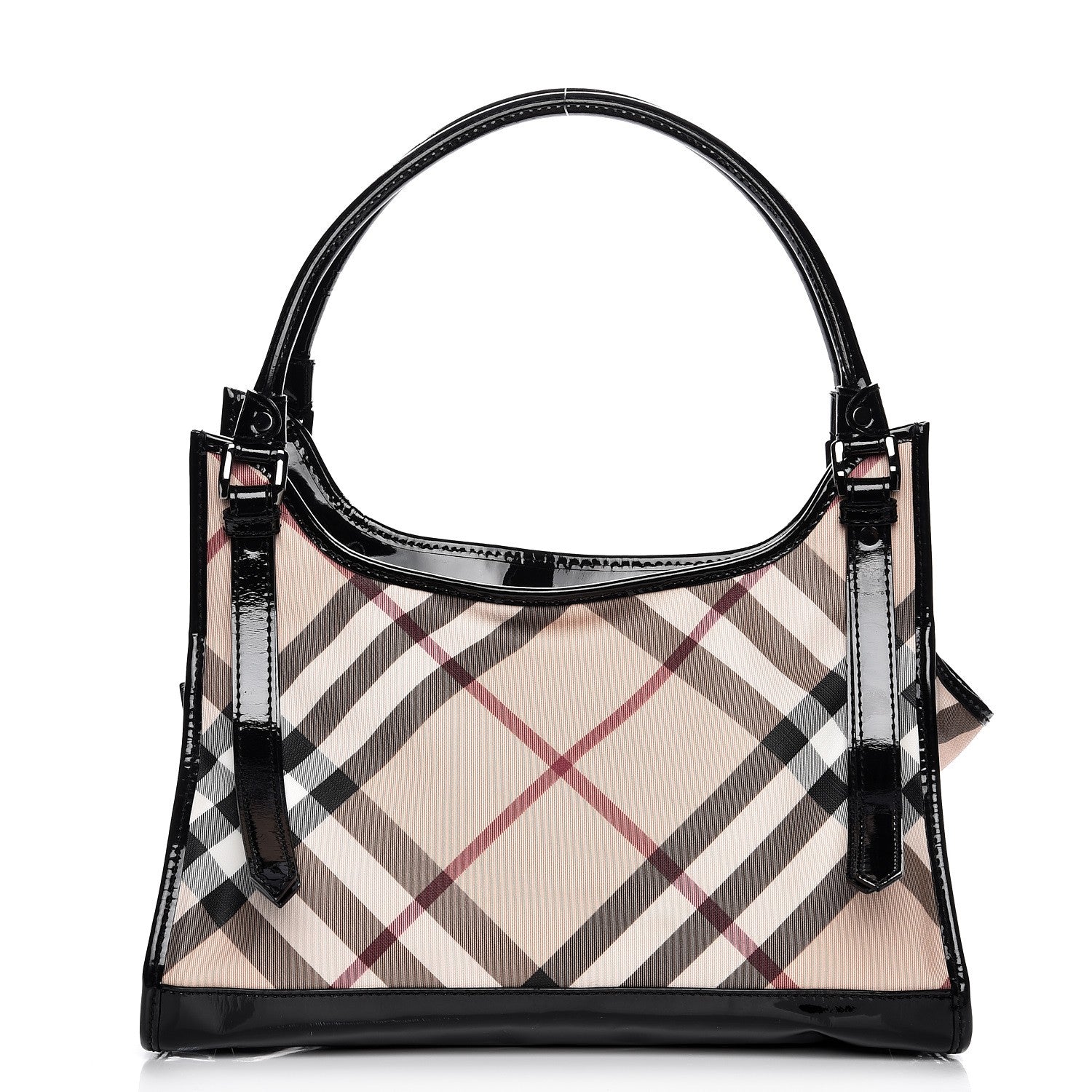 Burberry Patent Trim Supernova Check Ashmore Tote Black 1 of 12