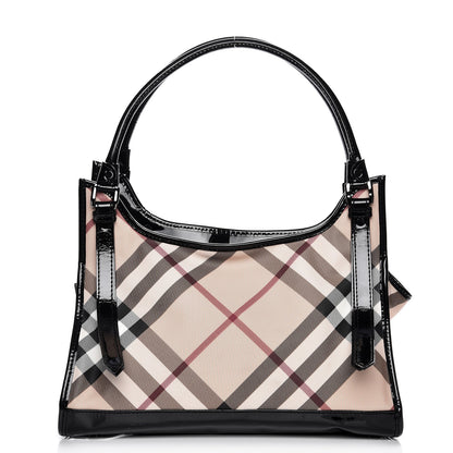 Burberry Patent Trim Supernova Check Ashmore Tote Black 1 of 12