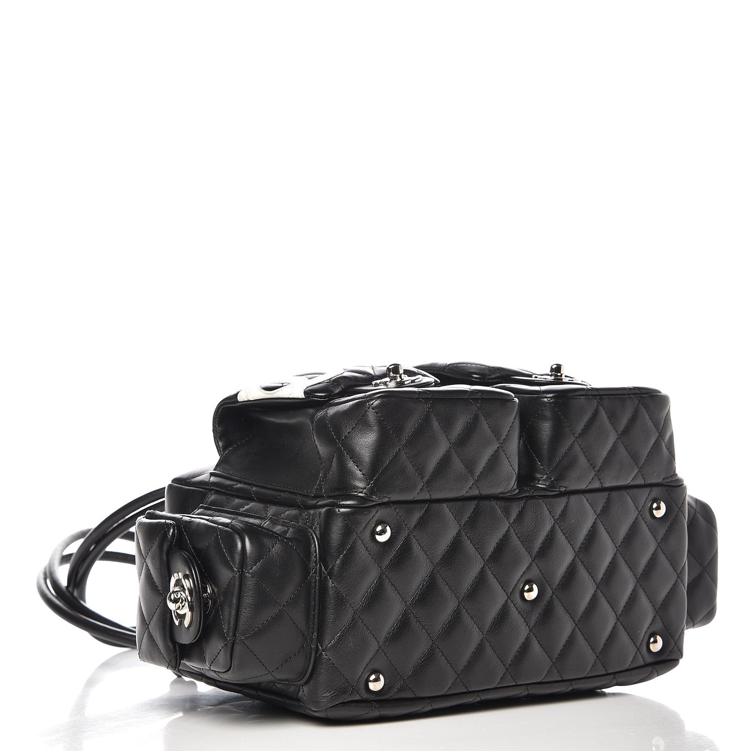 Chanel Calfskin Quilted Small Cambon Multipocket Reporter Black White 4 of 7