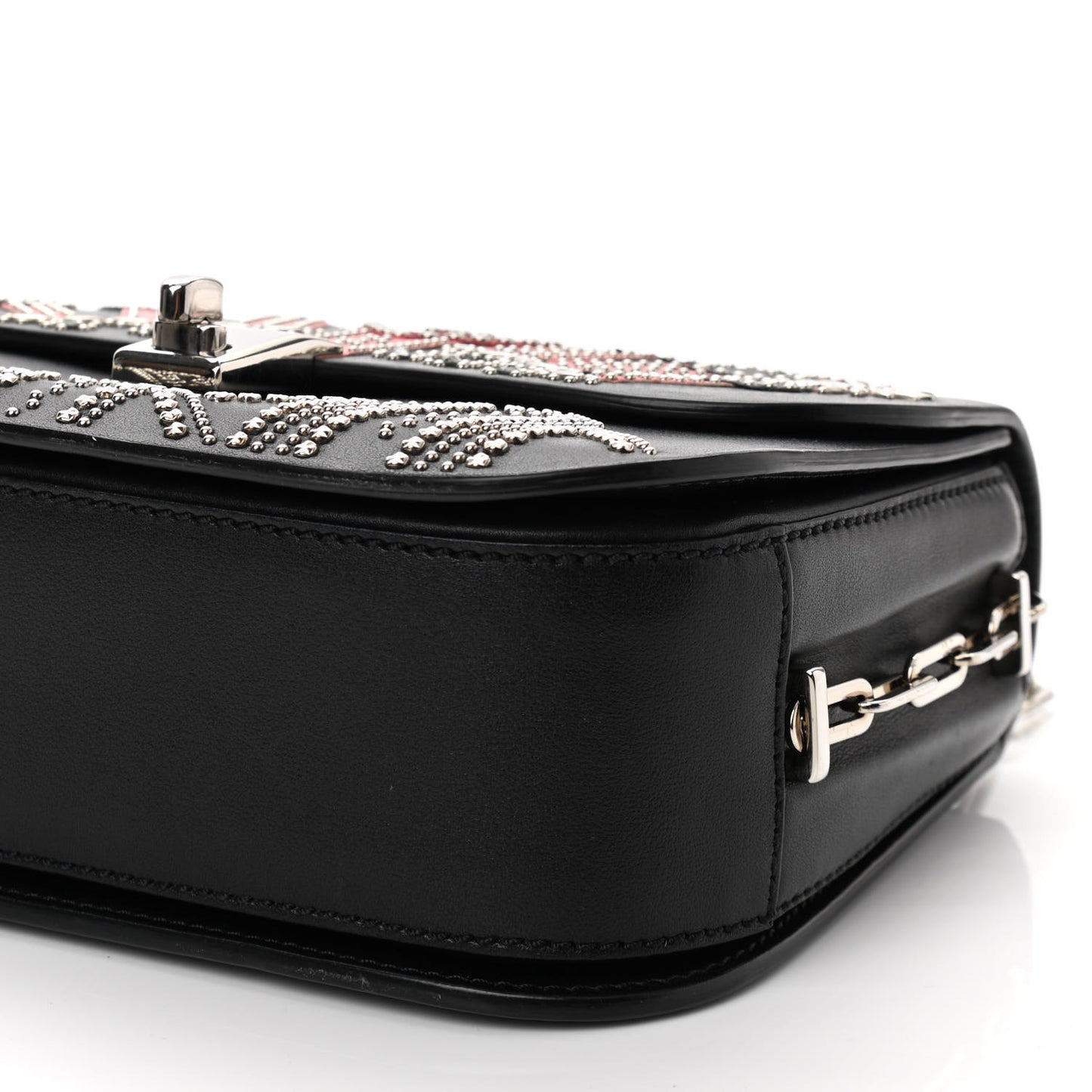 Vitello Loveblade Embellished Chain Flap Bag Black Multicolor