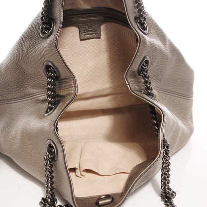 Gucci Metallic Pebbled Calfskin Medium Soho Chain Shoulder Bag Sasso 9 of 9