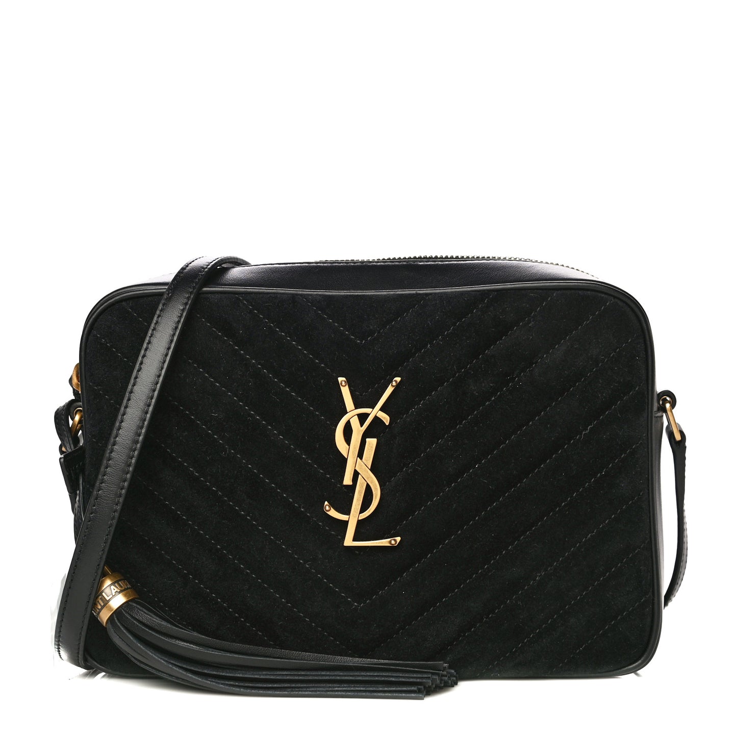 Suede Calfskin Monogram Lou Camera Bag Black