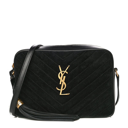 Saint Laurent Suede Calfskin Monogram Lou Camera Bag Black 1 of 12
