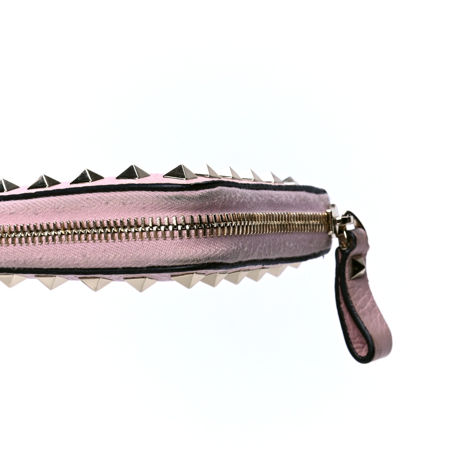 Valentino Garavani Pebbled Calfskin Rockstud Zip Around Wallet Water Rose 4 of 5