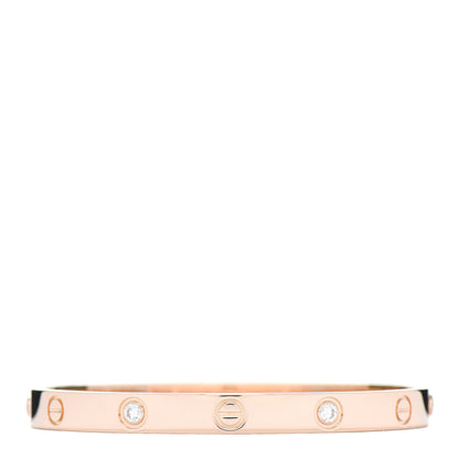 Cartier 18K Pink Gold 4 Diamond LOVE Bracelet 17 1 of 4