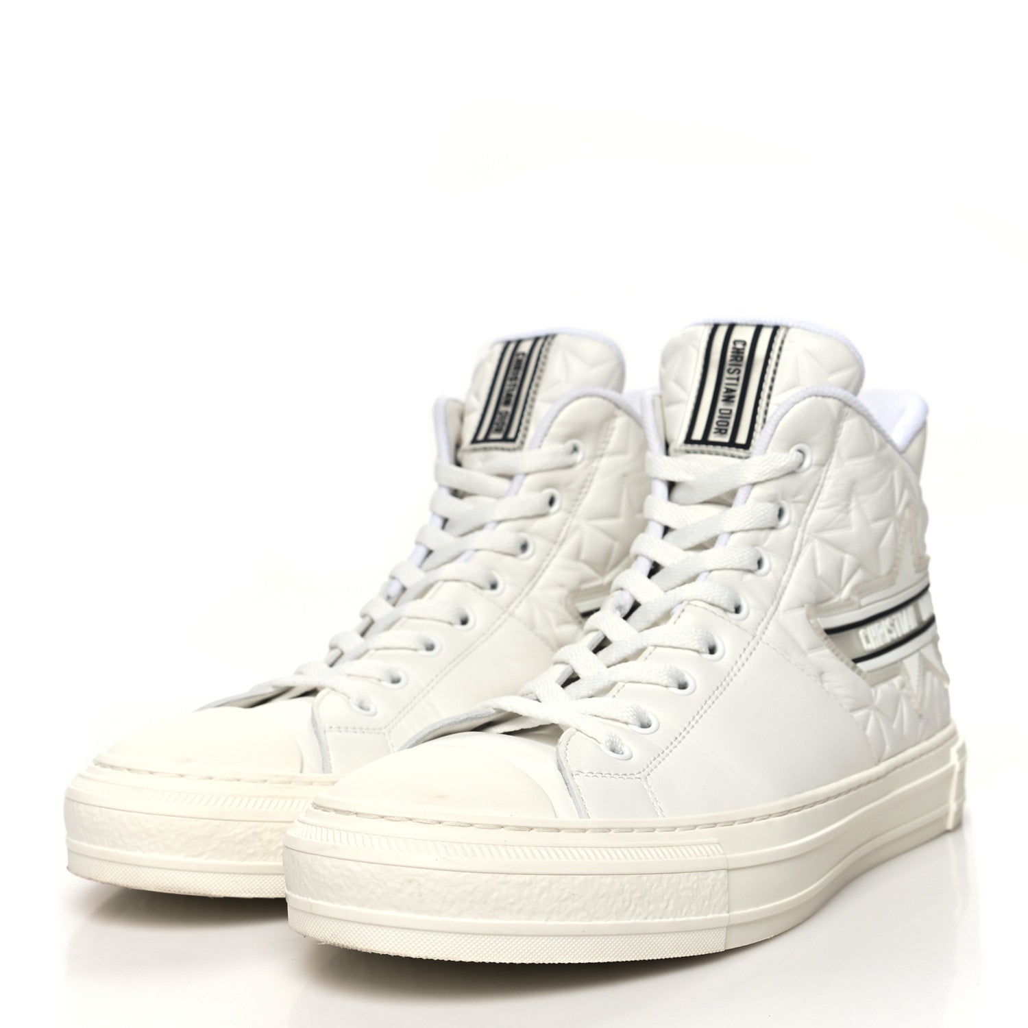 Christian Dior Calfskin Walk'n' Dior Star High Top Sneakers 42 White 3 of 11