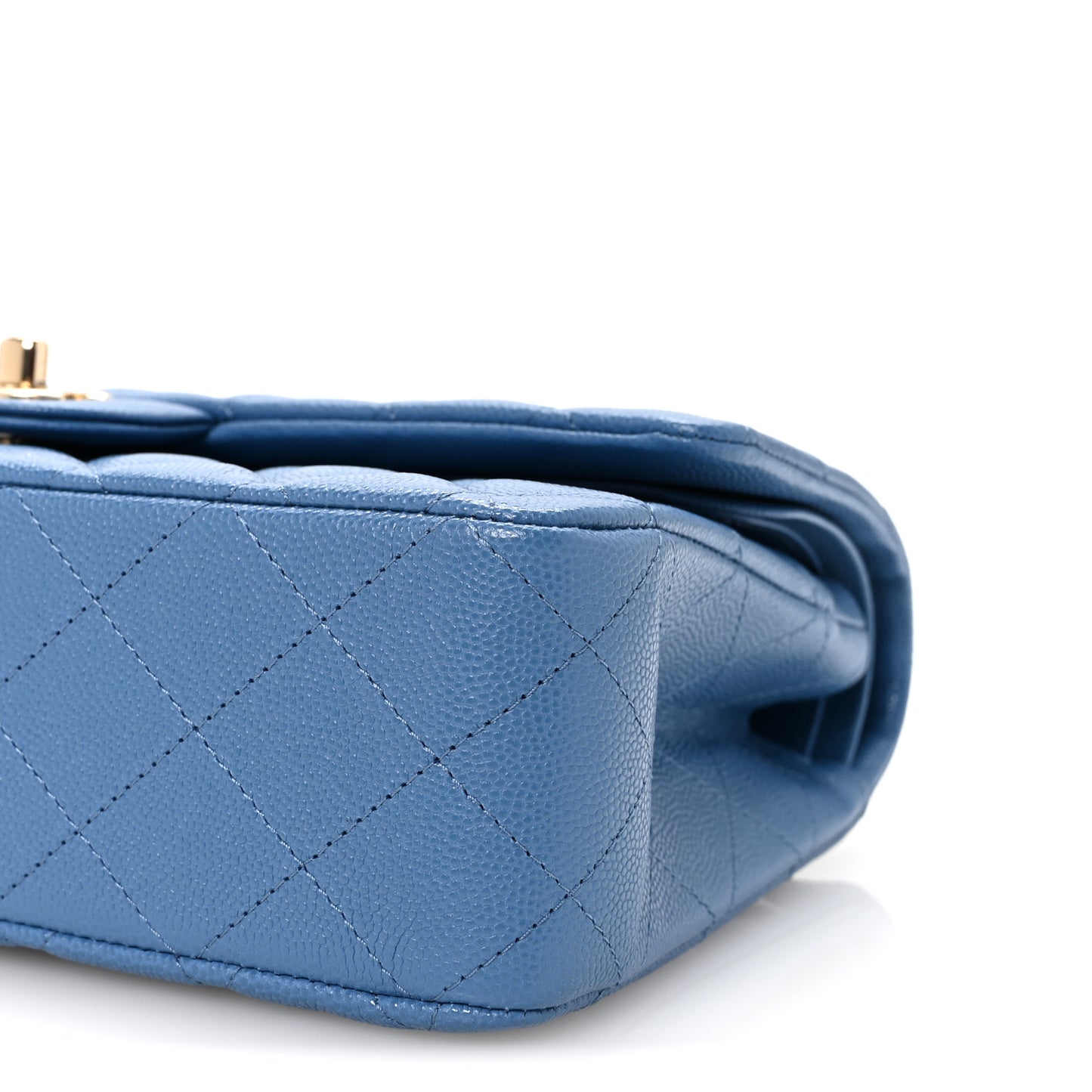 Caviar Quilted Medium Double Flap Blue