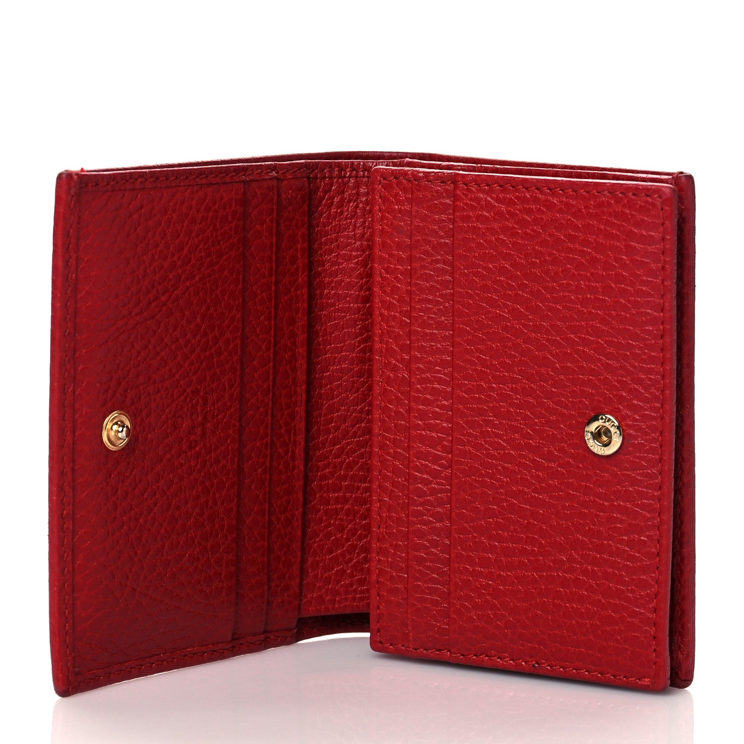Gucci Pebbled Calfskin GG Marmont Card Case Hibiscus Red 5 of 7