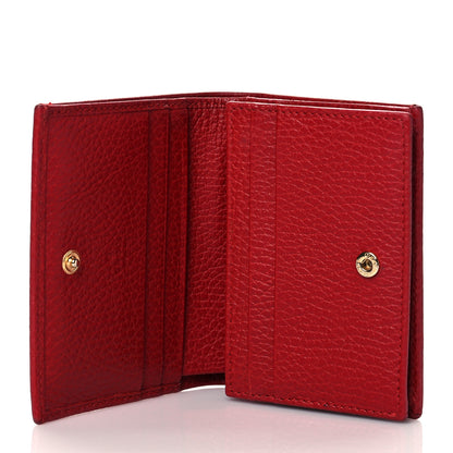 Gucci Pebbled Calfskin GG Marmont Card Case Hibiscus Red 5 of 7