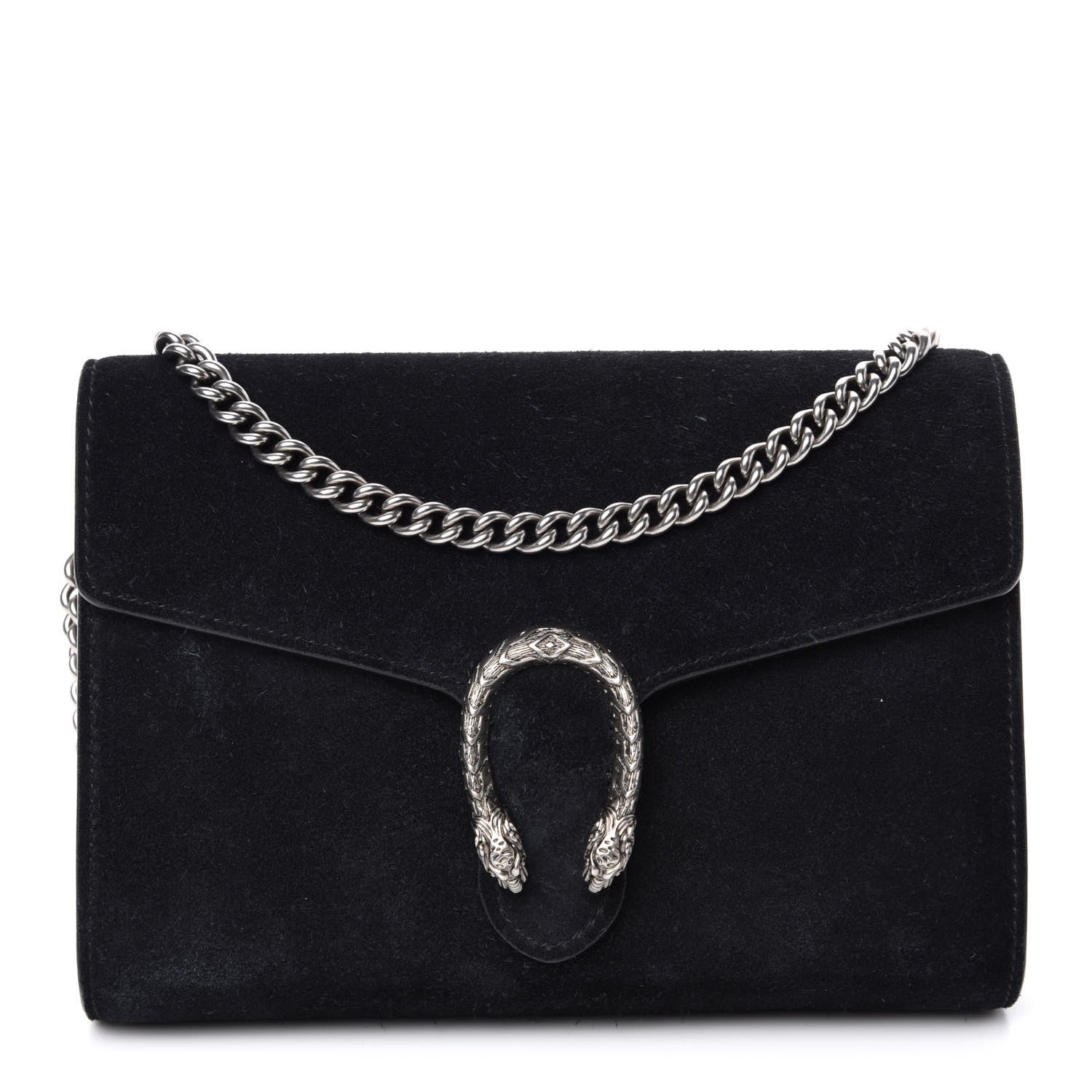 Gucci Suede Mini Dionysus Chain Wallet Black 1 of 11