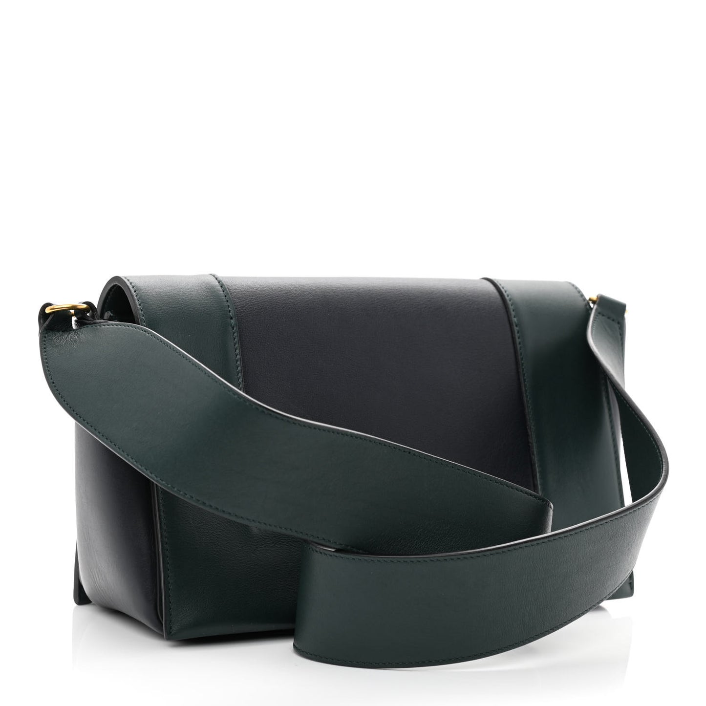 Shiny Smooth Calfskin Medium Frame Shoulder Bag Amazone Dark Navy