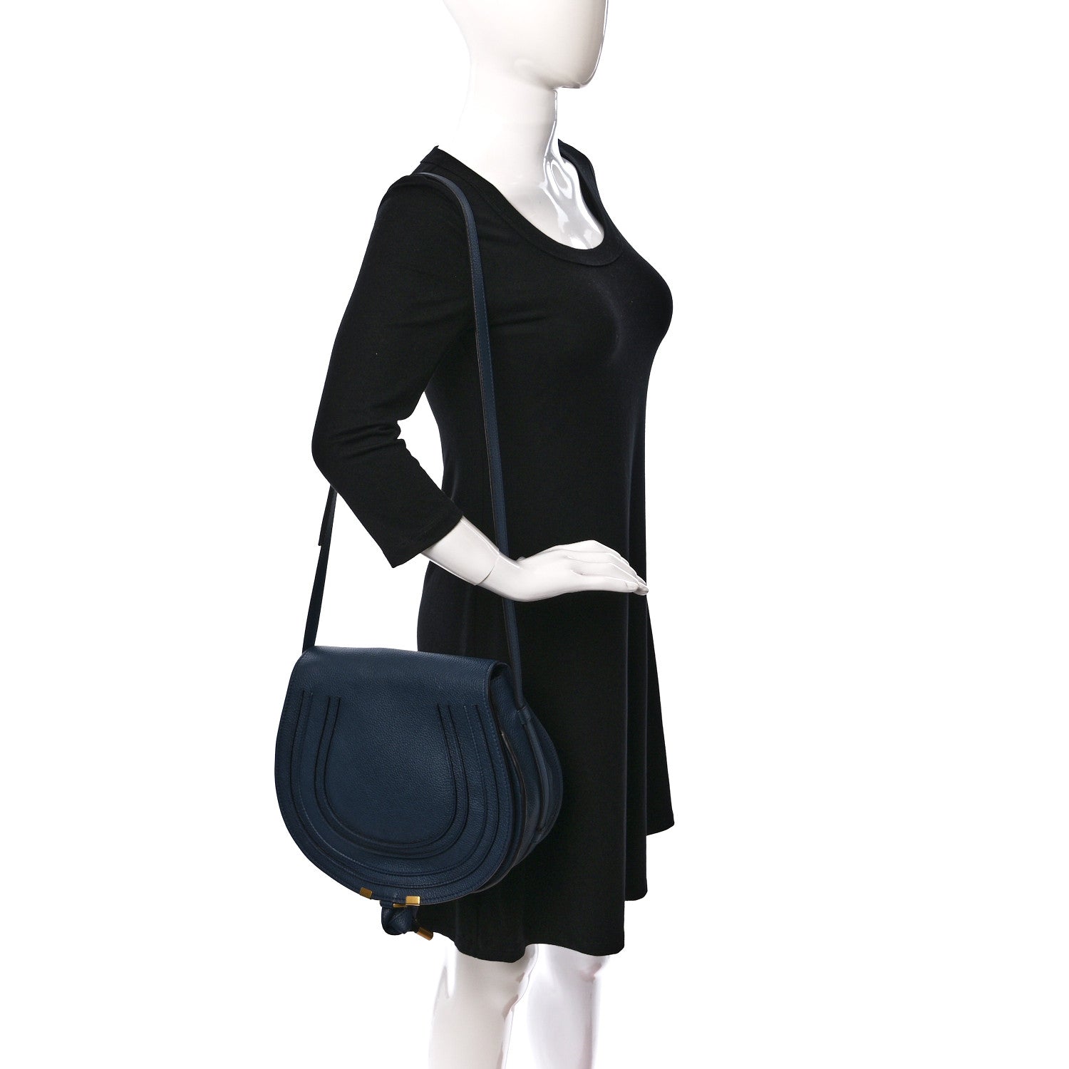 Chloe Calfskin Medium Marcie Round Crossbody Bag Navy 2 of 10