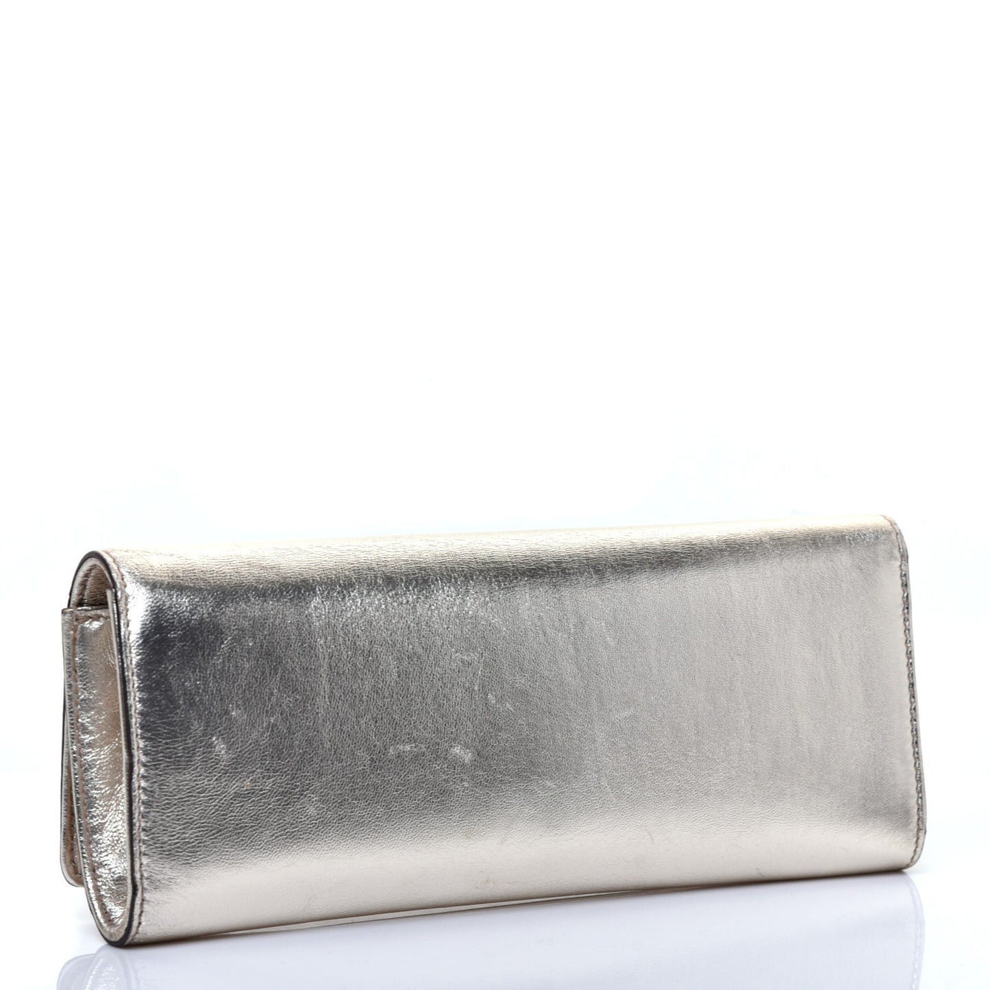 Metallic Calfskin Romy Clutch Silver