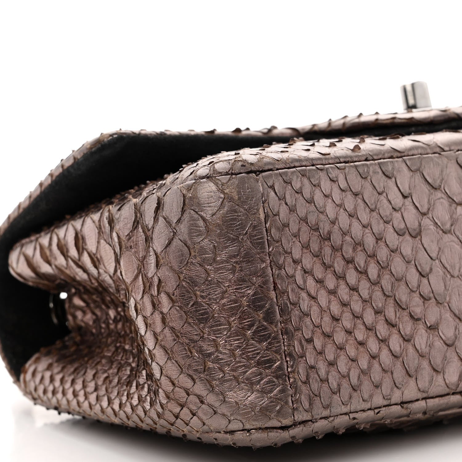 Chanel Metallic Snakeskin Mini Rectangular Flap Bronze 9 of 10