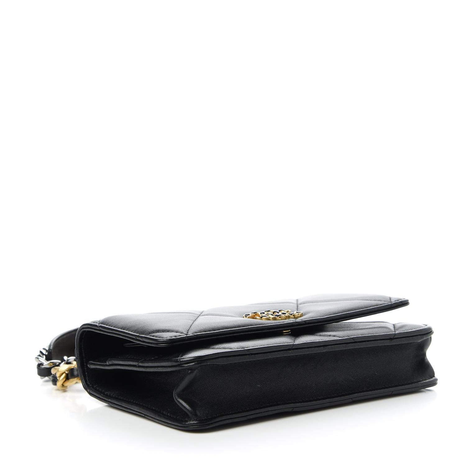Chanel Goatskin Quilted Chanel 19 Wallet On Chain WOC Black 4 of 12