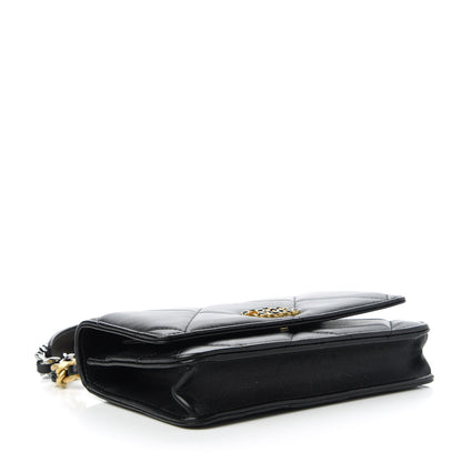 Chanel Goatskin Quilted Chanel 19 Wallet On Chain WOC Black 4 of 12