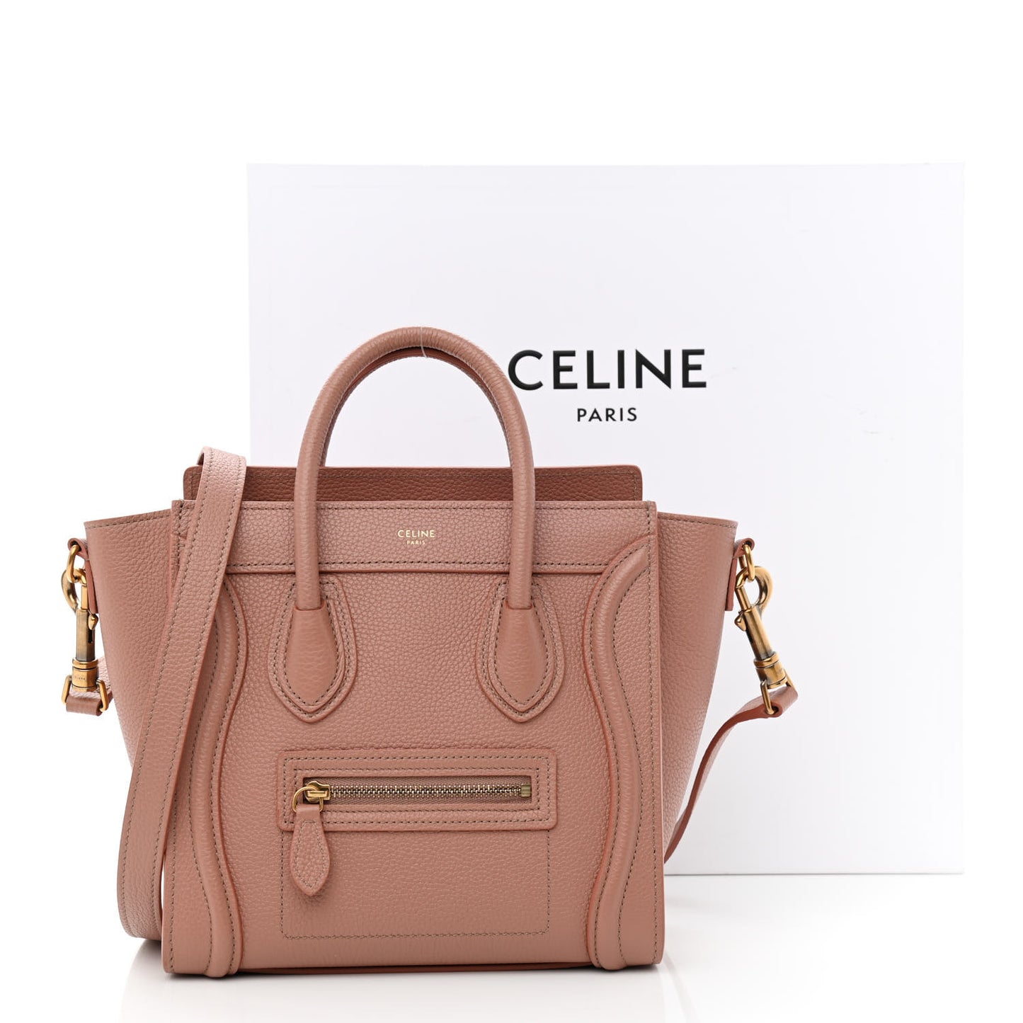 Drummed Calfskin Nano Luggage Antique Rose