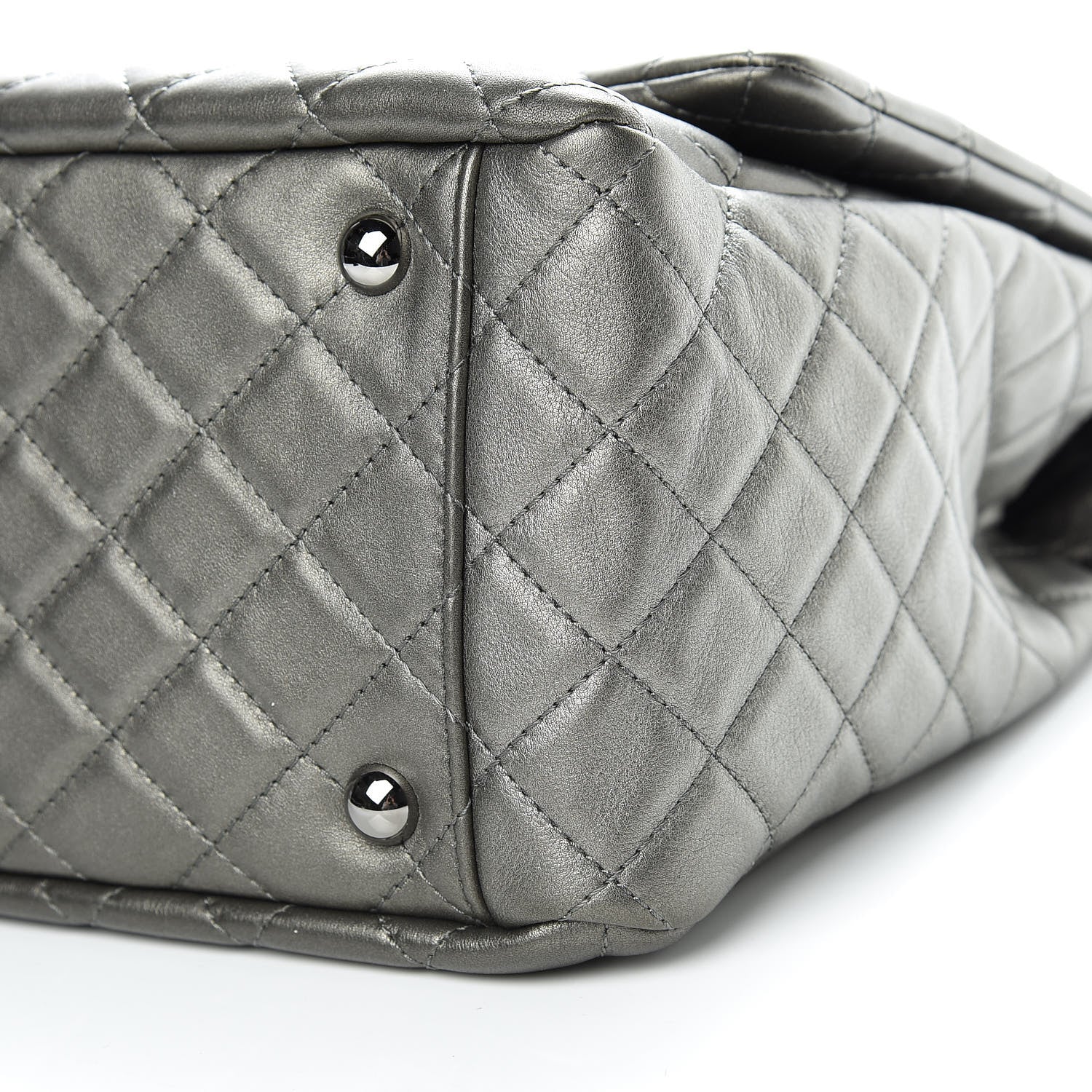 Chanel Metallic Calfskin Quilted XXL Travel Flap Bag Dark Silver 10 of 10
