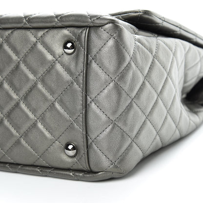 Chanel Metallic Calfskin Quilted XXL Travel Flap Bag Dark Silver 10 of 10
