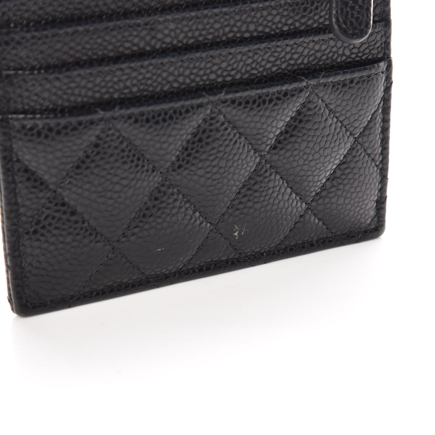 Caviar Quilted CC Zip Card Holder Black