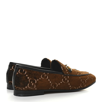 Gucci Velvet GG Monogram Horsebit Womens Jordaan Loafers 36.5 Brown Black 3 of 8