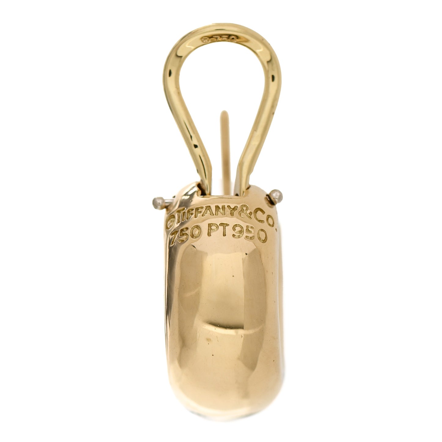 18K Yellow Gold Platinum Diamond Etoile Hoop Earrings