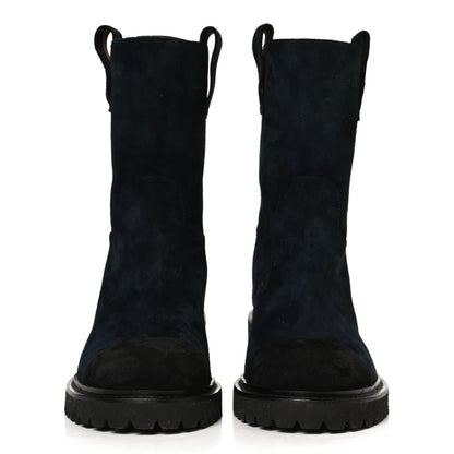 Chanel Suede Calfskin CC Cap Toe Boots 36 Navy Black 2 of 13